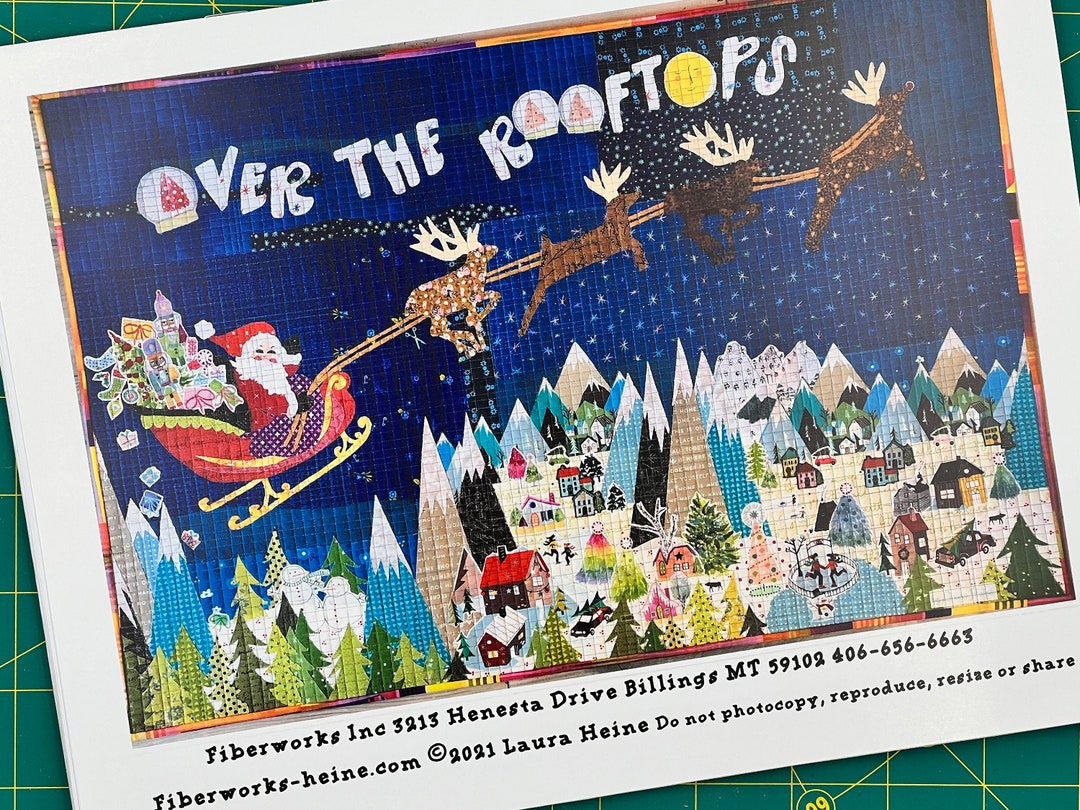 Over the Rooftops Santa on Christmas Eve Collage Quilt Pattern by Laura