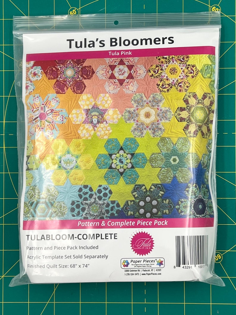 Tulas Bloomers EPP Quilt Kit Includes Quilt Pattern, Paper Pieces, and
