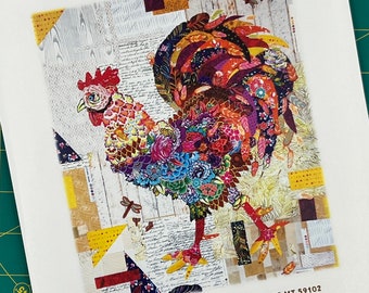 Doodle-Doo Rooster Collage Quilt Pattern by Laura Heine of Fiberworks