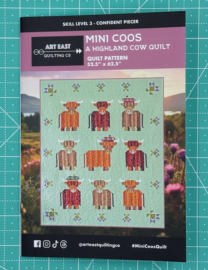 Mini Coos A Highland Cow Quilt Traditionally Pieced Patchwork Quilt