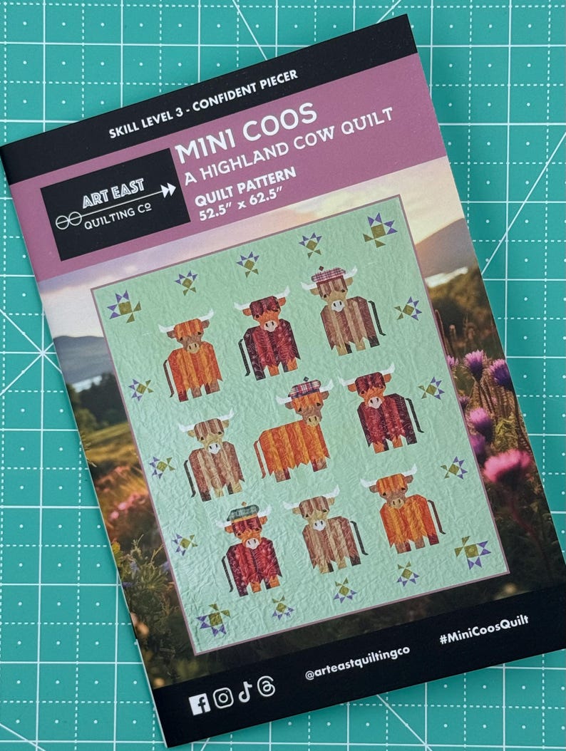 Mini Coos A Highland Cow Quilt Traditionally Pieced Patchwork Quilt