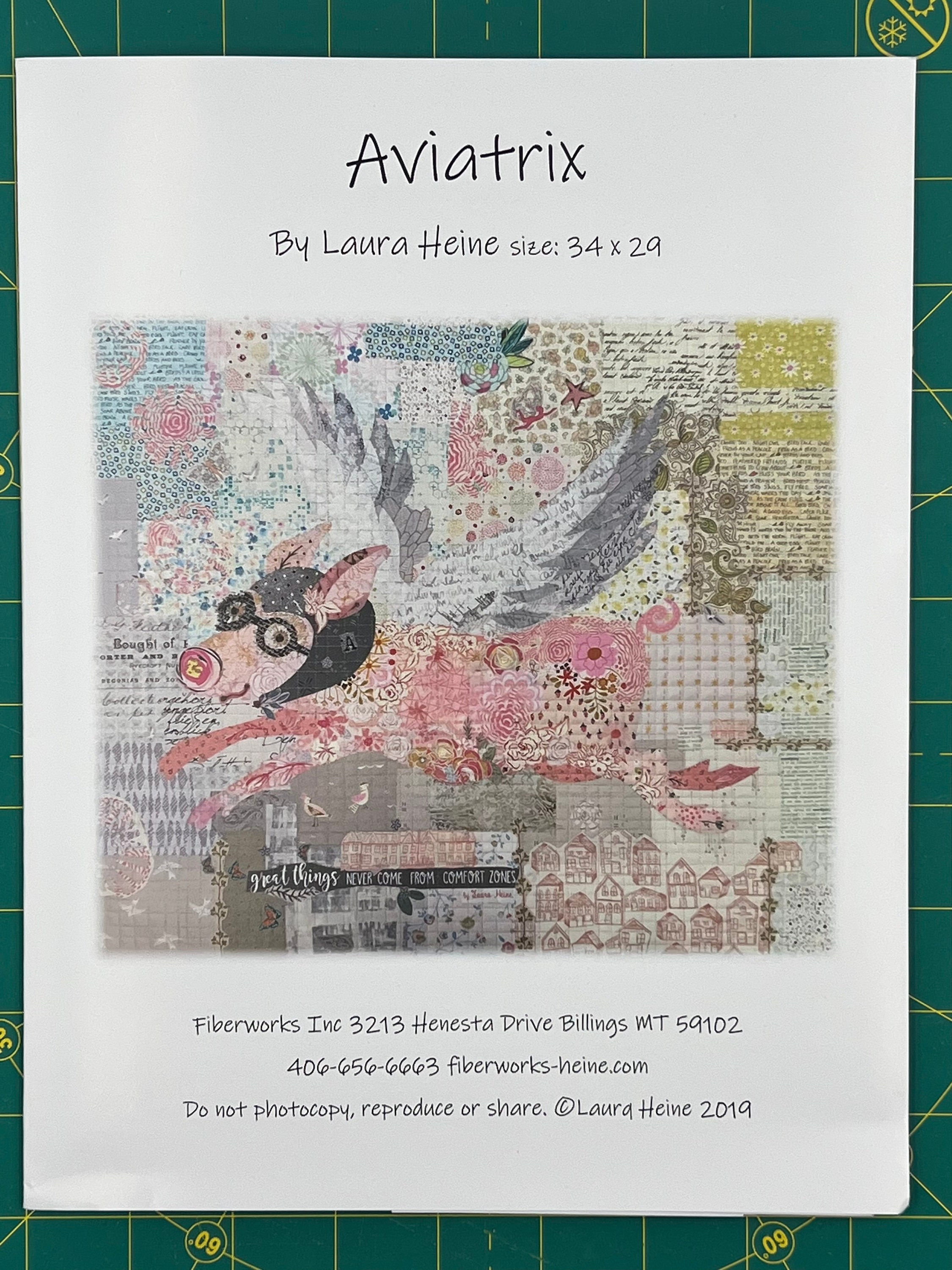 Aviatrix Flying Pig Collage Quilt Pattern by Laura Heine of Fiberworks ...