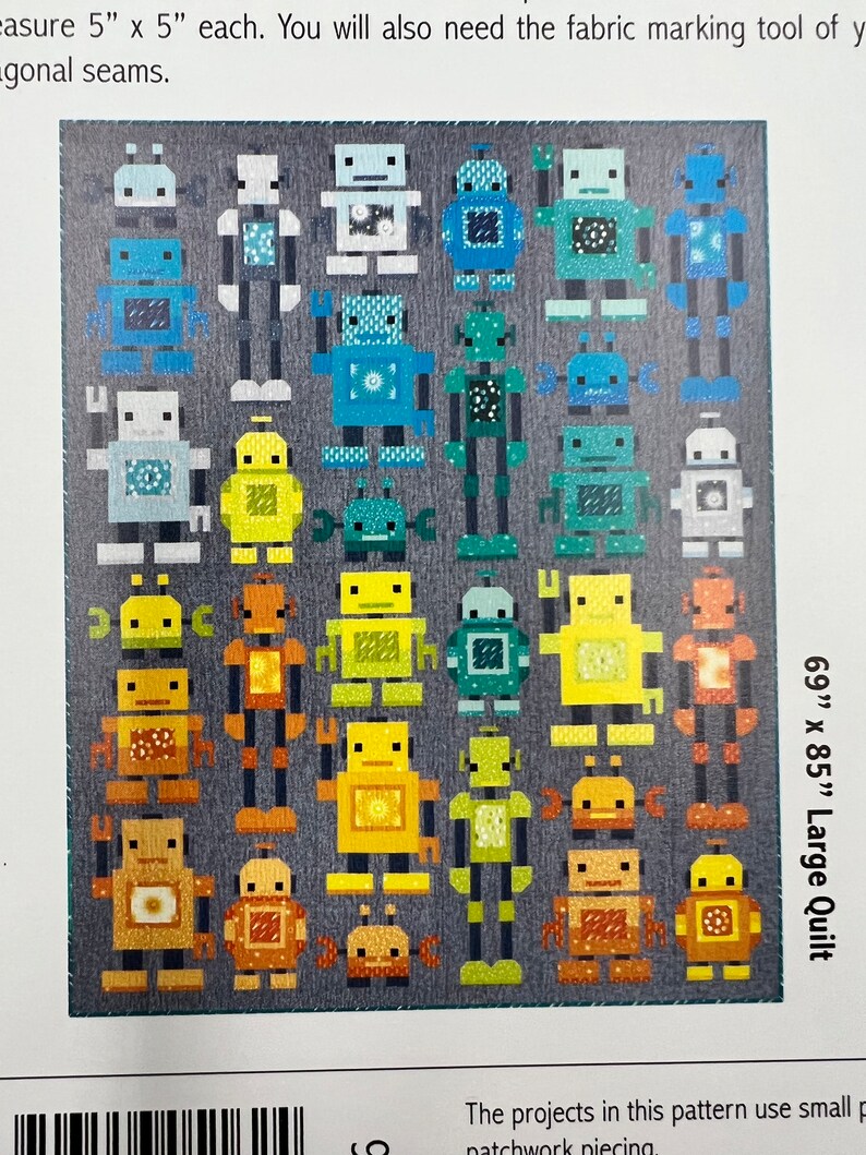 Quiltbot Robot Quilt Pattern by Elizabeth Hartman - Etsy