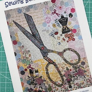 Sewing Scissors Collage Quilt Pattern by Laura Heine of Fiberworks Quilt Room Decor Fabric Only