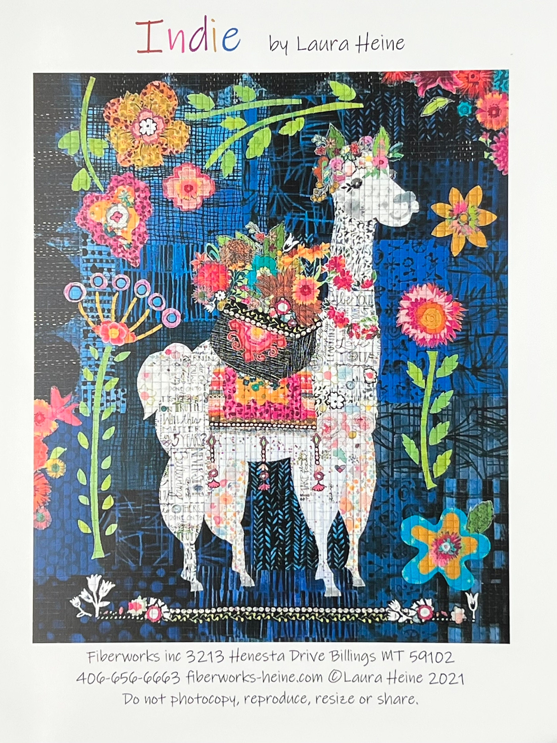 Indie Llama Collage Quilt Pattern by Laura Heine of Fiberworks - Etsy