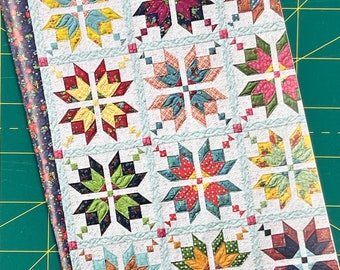 Aster Patchwork Scrap Quilt Pattern by Anka’s Treasures fat eighth or fat quarter friendly