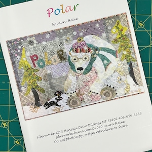 Polar bear Winter or Christmas Collage Quilt Pattern by Laura Heine of Fiberworks