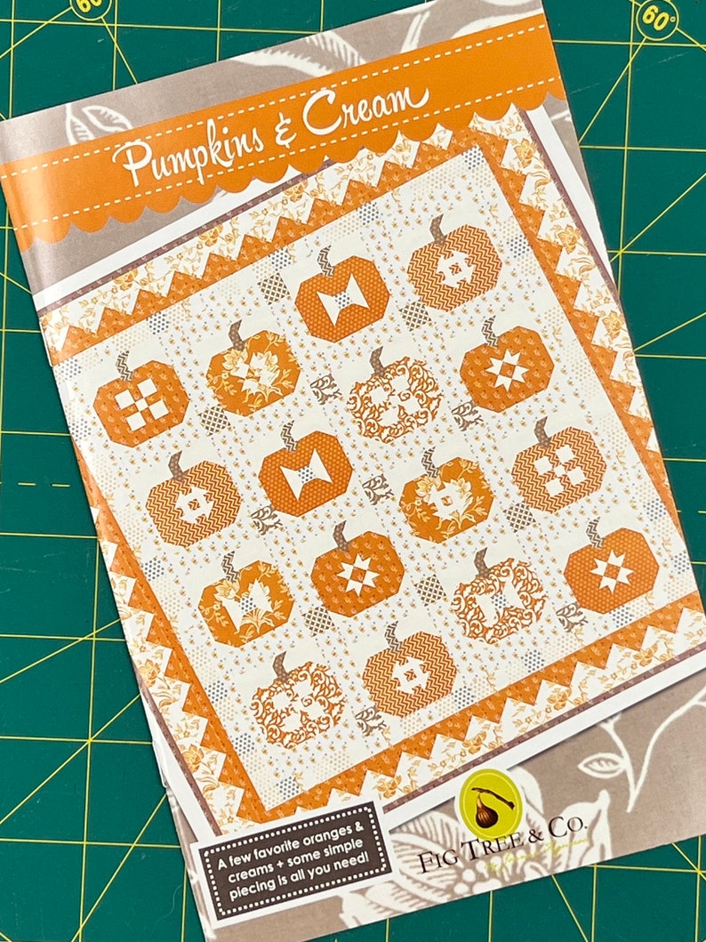 Pumpkins and Cream Fig Tree Quilt Pattern image 1