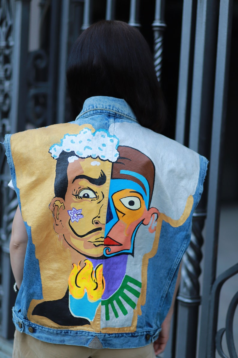 Salvador Dali Hand-painted Denim Vest