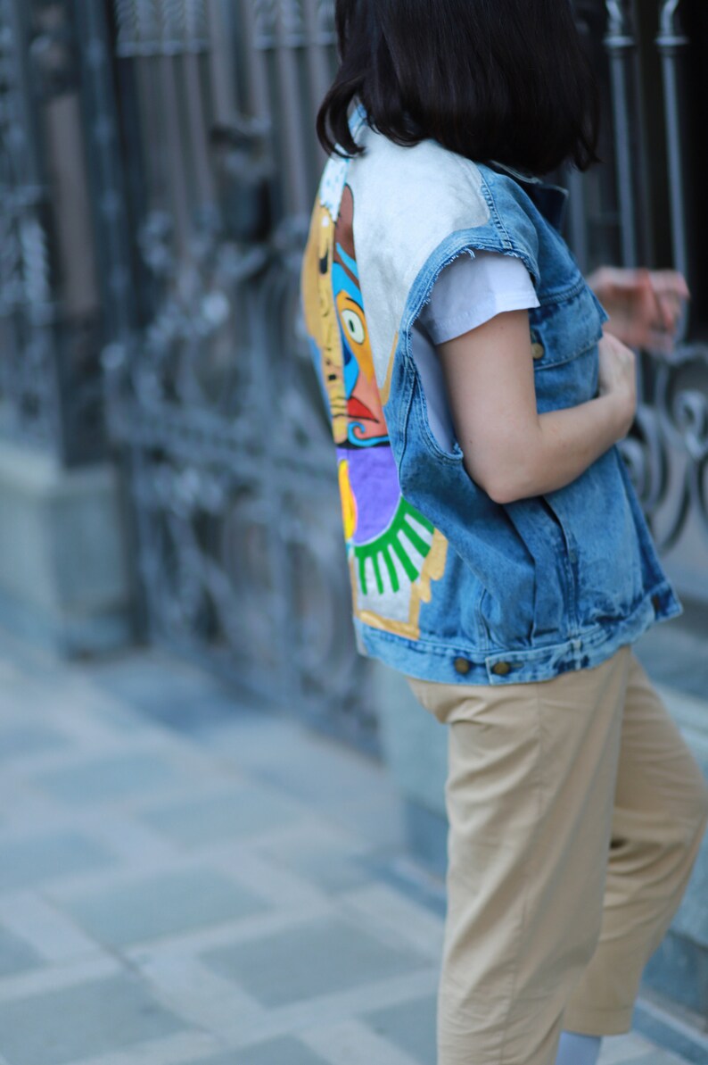 Salvador Dali Hand-painted Denim Vest