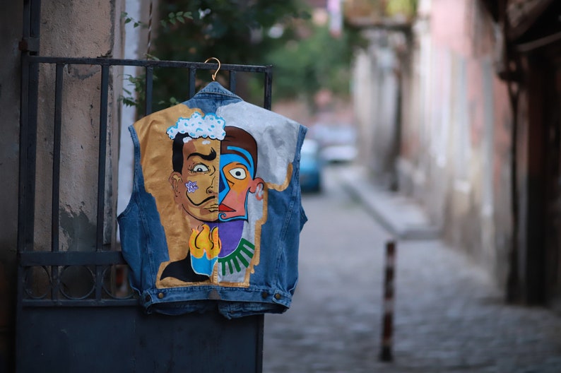Salvador Dali Hand-painted Denim Vest