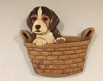 Puppy in basket