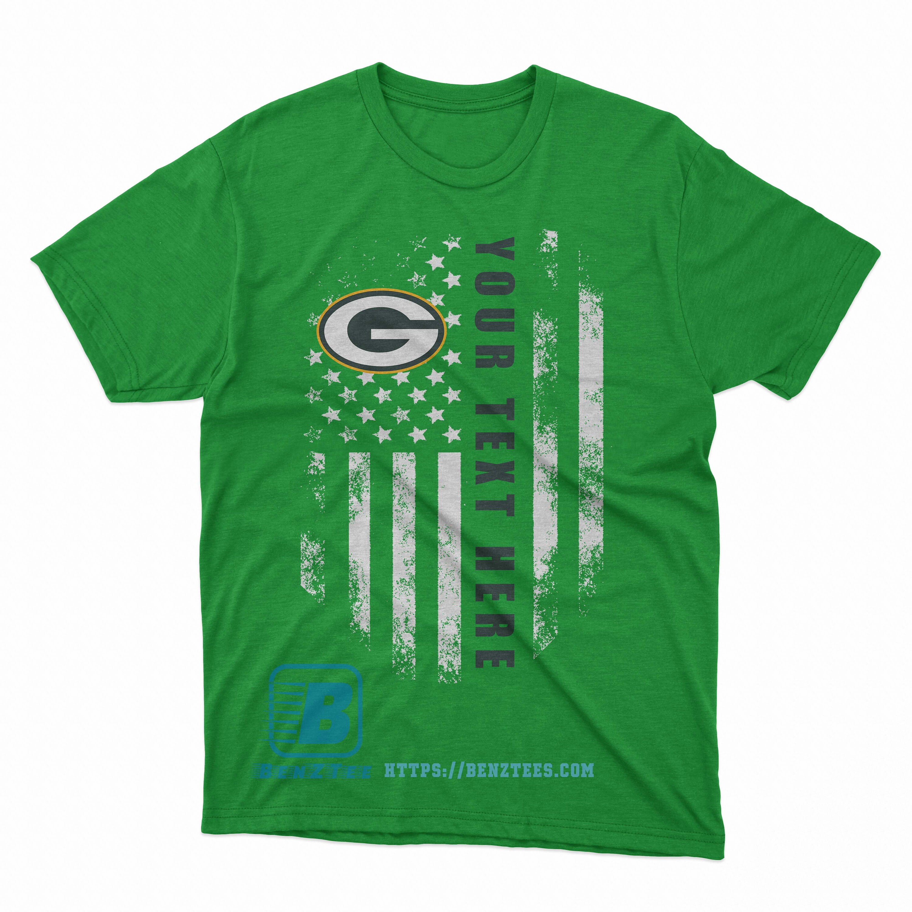 NFL Green Bay Packers T Shirt Green Bay Packers USA Flag Etsy