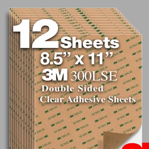 12 Sheets 8.5x11 3M 300LSE 9495LE Double Sided Strong Adhesive Transparent Clear, for Glass, Plastics, Metals, Cellphone Screen Repair image 1