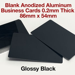 Thick Black Anodized Aluminum Business Card Blanks 100 Pack for