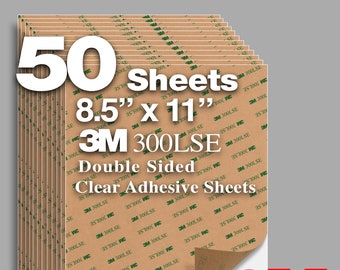 50 Sheets 8.5"x11" 3M 300LSE 9495LE Double Sided Strong Adhesive Transparent Clear, for Glass, Plastics, Metals, Cellphone Screen Repair