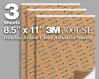 Pack 3 Sheets 8.5"x11" 3M 300LSE 9495LE Double Sided Strong Adhesive Transparent Clear, for Glass, Plastics, Metals, Cellphone Screen Repair