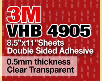 2 sheets 3M VHB 4905 8.5"x11" Double Sided Strong Adhesive 0.5mm thickness Clear Transparent