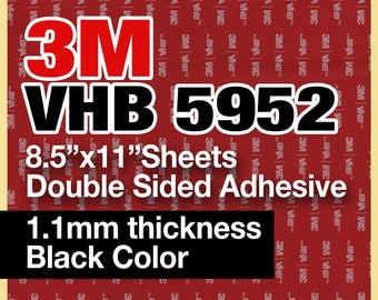 2 sheets, 3M VHB 5952 8.5"x11" Double Sided Strong Adhesive 1.1mm thickness black