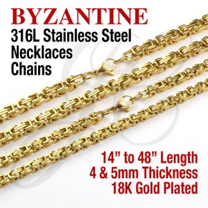 Byzantine 18K Gold Plated Stainless Steel 316L Chains Necklaces