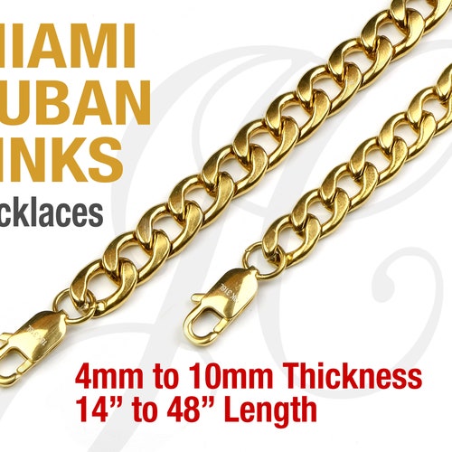18K Gold Plated Stainless Steel 316L Beveled Cuban Chains Etsy