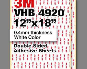 2 sheets, 3M VHB 4920 12"x18" Double Sided Strong Adhesive 0.4mm thickness white