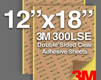 2 Sheets 12"x18" 3M 300LSE 9495LE Double Sided Strong Adhesive Transparent Clear, for Glass, Plastics, Metals, Cellphone Screen Repair