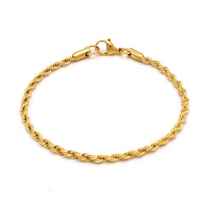 6in to 36in Lengths Gold Plated 18K, 2 3 4mm thick Stainless Steel 316L Rope Chain Necklaces Bracelets Anklets Men Women image 6