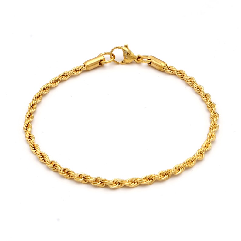 6in to 36in Lengths Gold Plated 18K, 2 3 4mm thick Stainless Steel 316L Rope Chain Necklaces Bracelets Anklets Men Women image 6