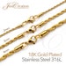 Gold Plated 18K, 2 3 4mm thick - Stainless Steel 316L Rope Chain Necklace Bracelet Men Women 6 7 8 16 18 20 22 24 26 28 30 32 34 36in Length 