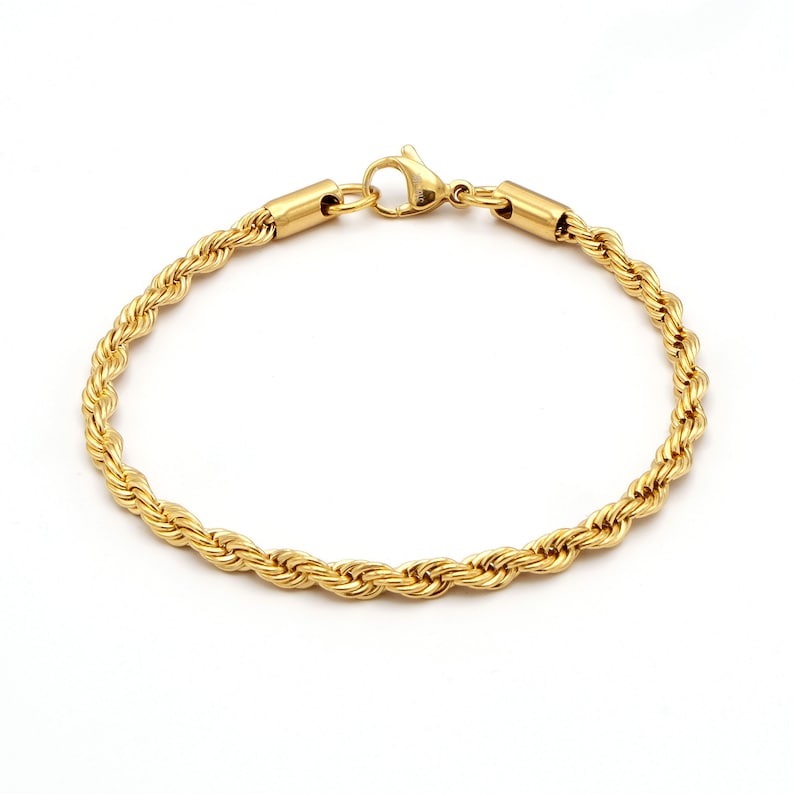 6in to 36in Lengths Gold Plated 18K, 2 3 4mm thick Stainless Steel 316L Rope Chain Necklaces Bracelets Anklets Men Women image 7