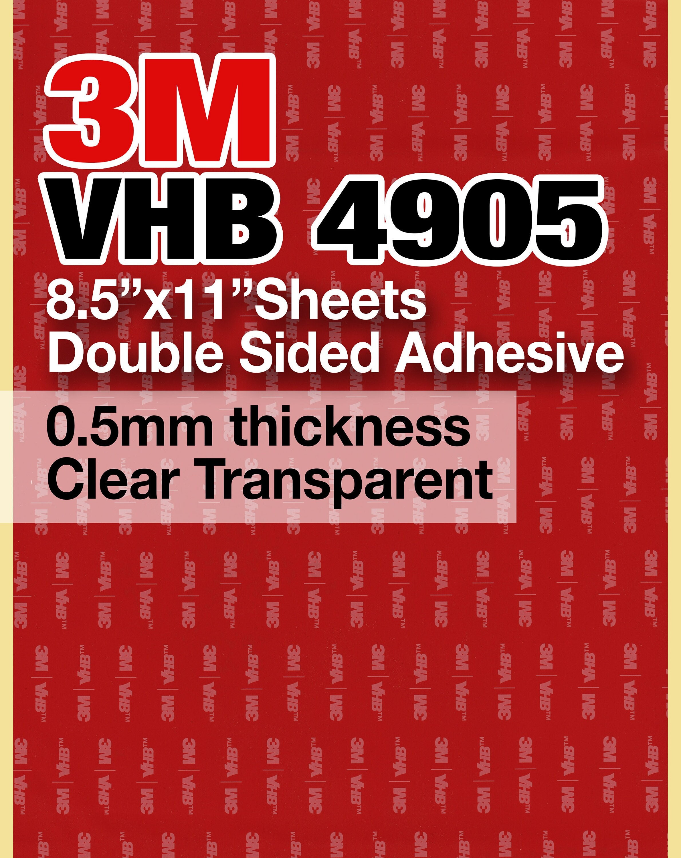 Pack 3 Sheets 8.5x11 3M 300LSE 9495LE Double Sided Strong Adhesive  Transparent Clear, for Glass, Plastics, Metals, Cellphone Screen Repair 