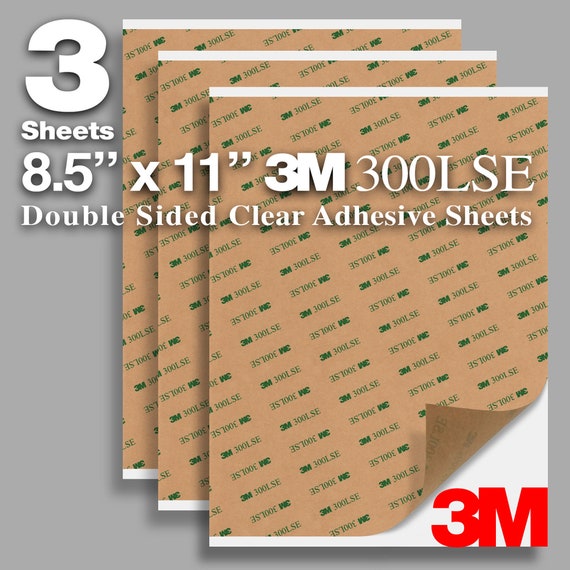 Pack 3 Sheets 8.5x11 3M 300LSE 9495LE Double Sided Strong Adhesive  Transparent Clear, for Glass, Plastics, Metals, Cellphone Screen Repair 