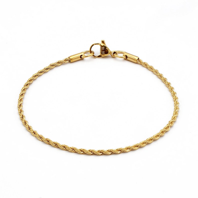 6in to 36in Lengths Gold Plated 18K, 2 3 4mm thick Stainless Steel 316L Rope Chain Necklaces Bracelets Anklets Men Women image 5