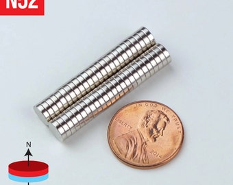 50pcs 6mm x 1.5mm - 1/4 x 1/16 inches - Grade N52 Strong Cylinder Disc Rare Earth NdFeB Neodymium Crafts Small Magnets
