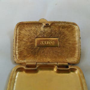 Solid perfume box, Vintage azuree perfume box compact, estee lauder azuree solid perfume box, stamp box, little purse image 5