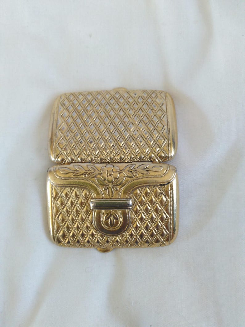 Solid perfume box, Vintage azuree perfume box compact, estee lauder azuree solid perfume box, stamp box, little purse image 2