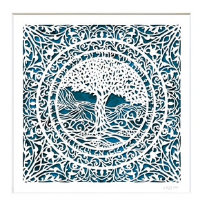 Tree of Life Papercut: Round Judaica Wall Art by David Fisher
