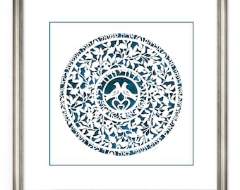Ani LeDodi VeDodi Li Personalized romantic Hebrew ROUND Paper Cut, Gift for Wife, Milestone Wedding Anniversary gift