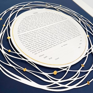 Custom Jewish Papercut ketubah - 040, Round modern Ketubah + 24K Gilding