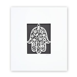 Laser-Cut Hamsa Wall Art: Floral Papercut, Jewish Home Decor
