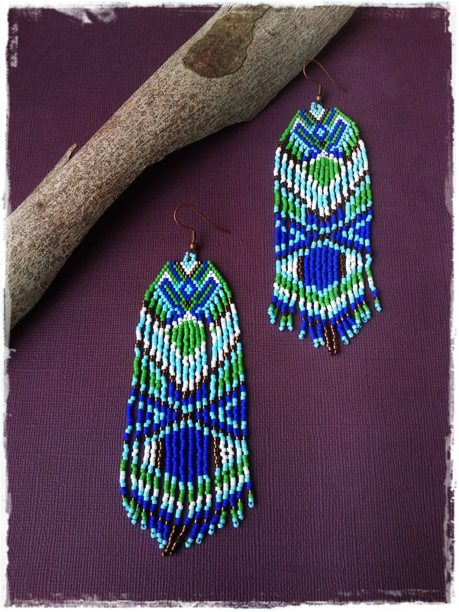 Long Beaded Ethnic Earrings Full of Joy and Lightness Etsy Australia