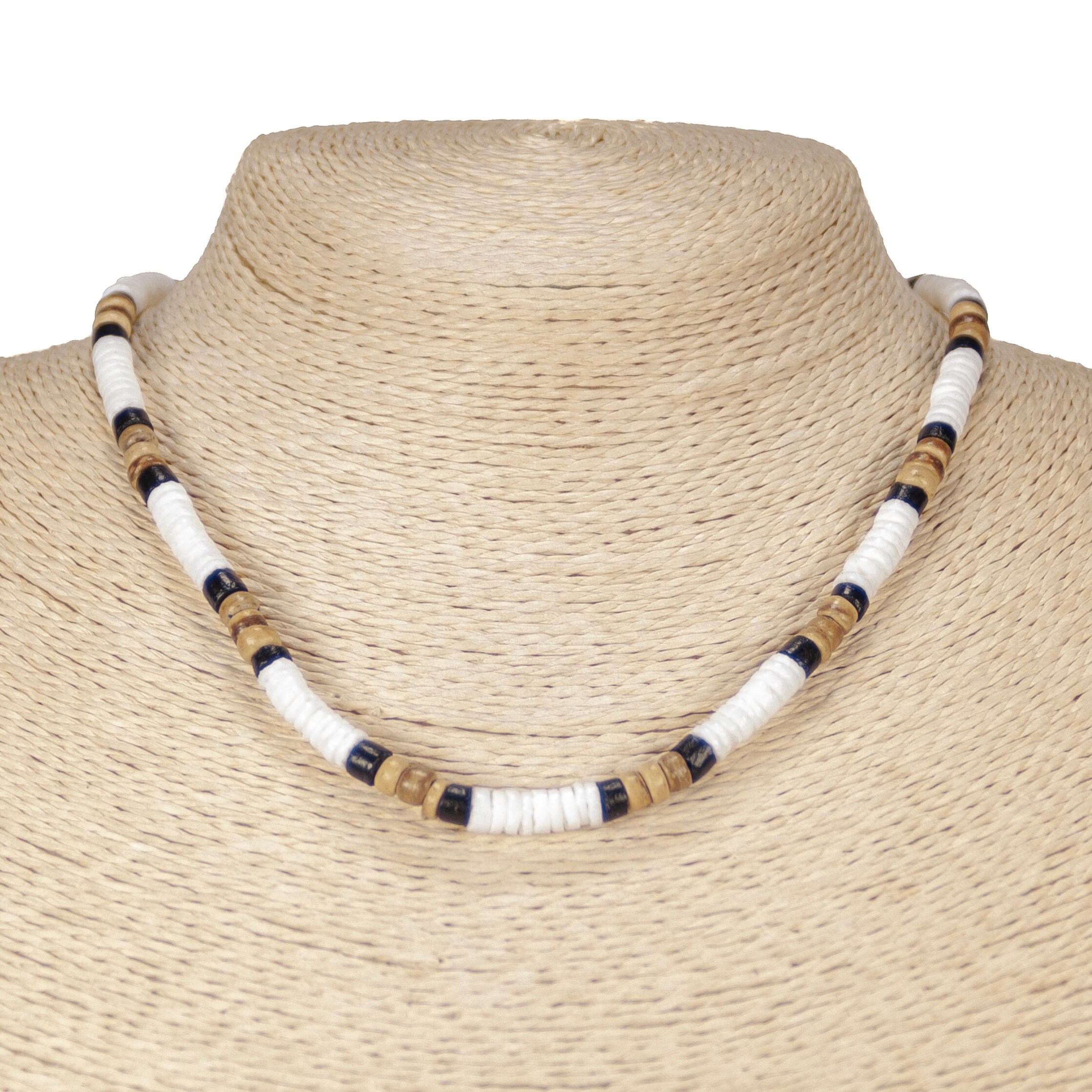 thumbnail image 2 of BlueRica Shark Tooth Necklace - Genuine Fossil Tooth With White & Blue Clam Shell Beads 2 of 12