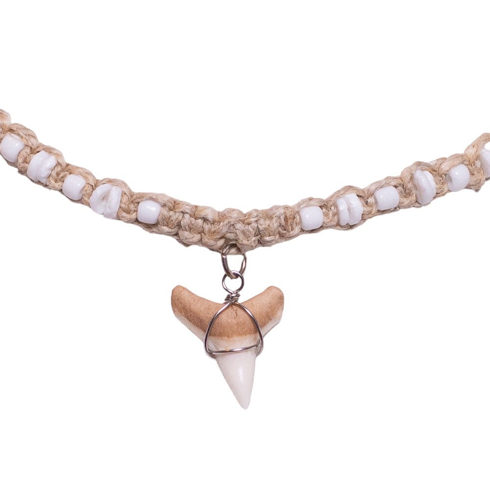 Shark Necklace BlueRica Shark Tooth Choker Necklace - Hemp Cord