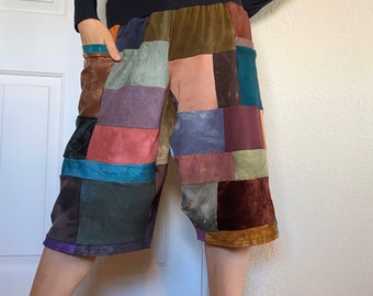 Extra large/ XL- patchwork -organic -long shorts - with pockets