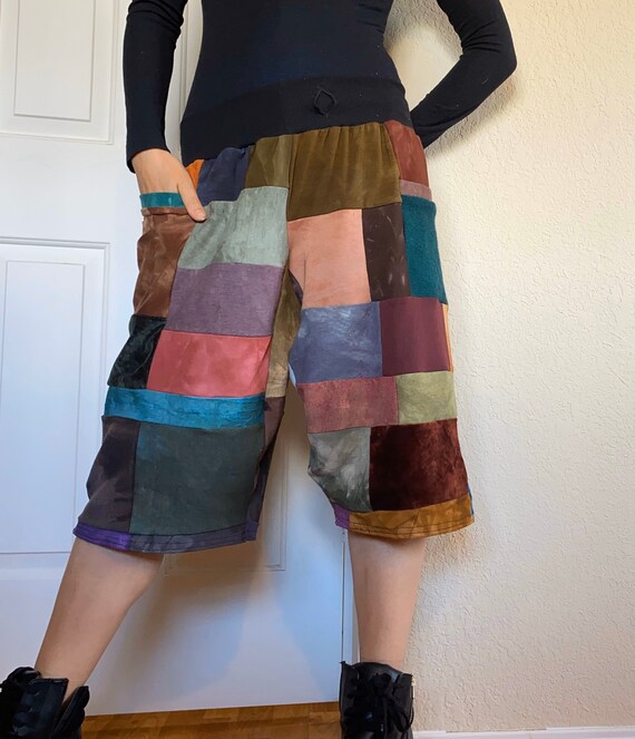 Extra Large/ XL- Patchwork -Organic -Long Shorts - with Pockets