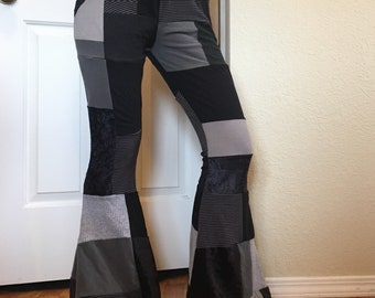 Hecho a pedido: Campanas de patchwork con vuelo mega - Tejidos de punto - Elásticos - Jersey - Mezclas de algodón - con bolsillos