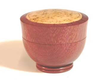 Purpleheart box with burr Cherry inlay