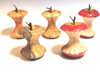Wooden hand carved apple cores