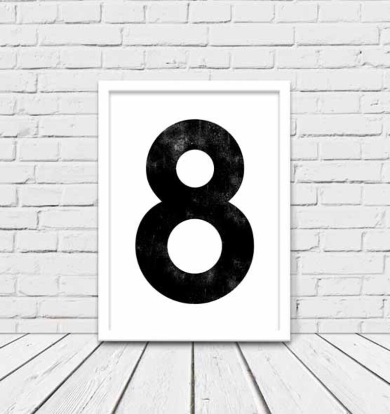 number print 8 printable 1 9 poster scandinavian design etsy